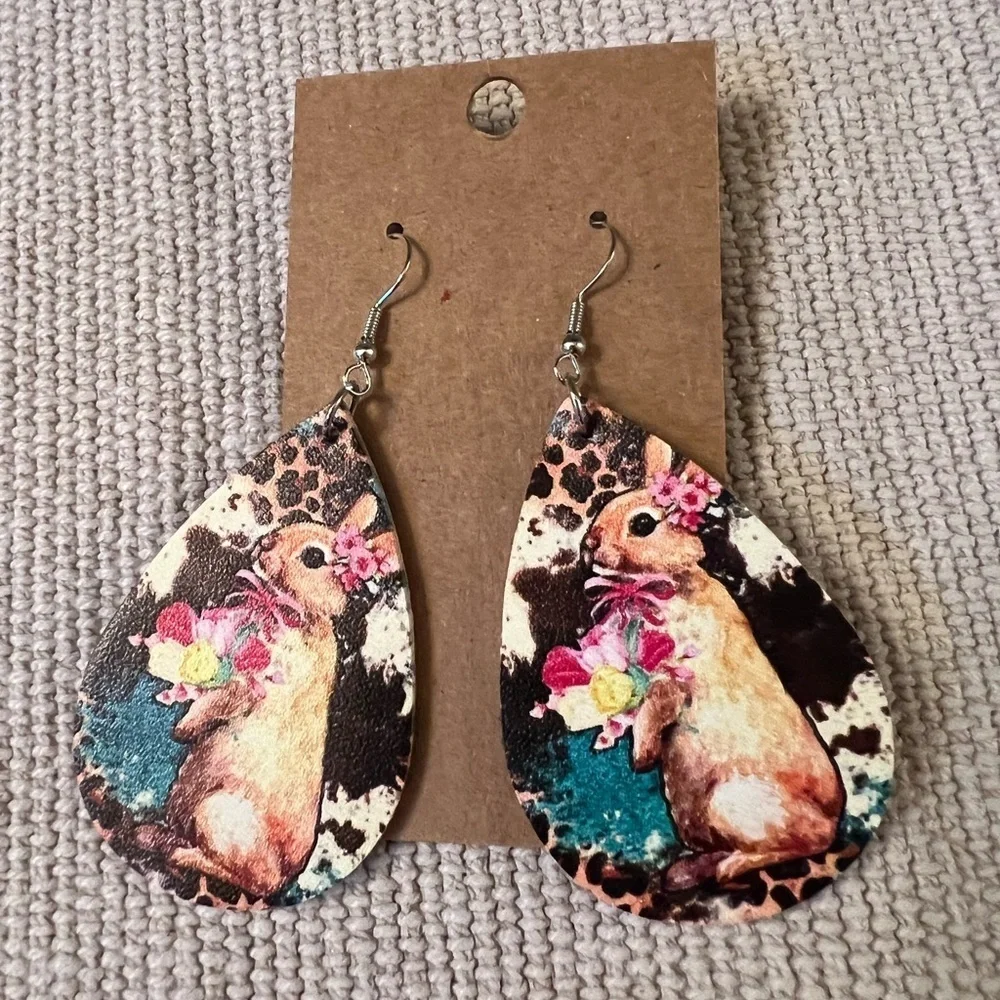 2 Pair‎ Easter Themed Bunny Chick Dangle Earring Lot